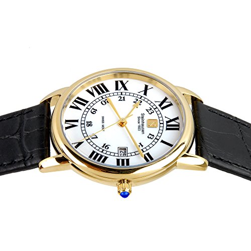 Men's S0720 Classic Delémont Swiss Quartz Gold-Tone Stainless Steel Watch with Black Leather Band4