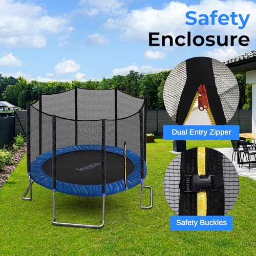 Image of Serenelife 12FT 10FT 8FT Recreational Trampolines with Enclosure Net and Ladder and Anti-Rust Coating, ASTM Approved Trampoline Outdoor for Kids and Adults Outdoor Yard Trampolines
