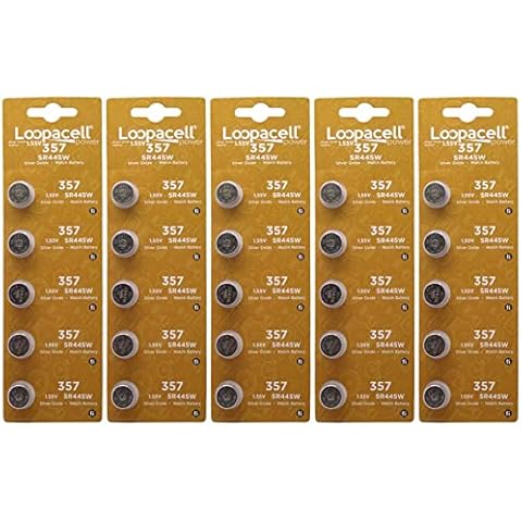 LOOPACELL 25 SR44W SR44 357 V357 Silver Oxide Watch Battery Cover