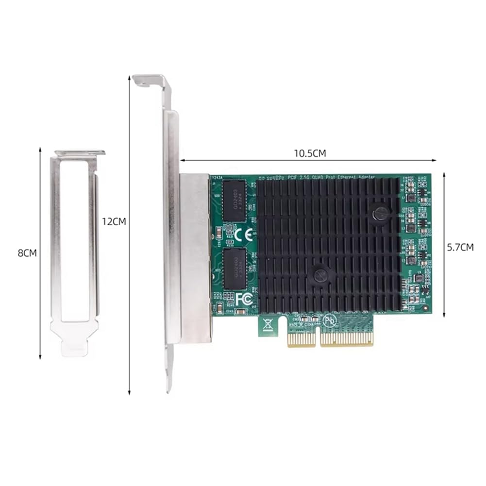 Adattatore Gigabit Ethernet 2.5G Scheda di Rete PCIE 4 Porte RJ45, PCI Express X4, Chip RTL8125BG per PC Desktop