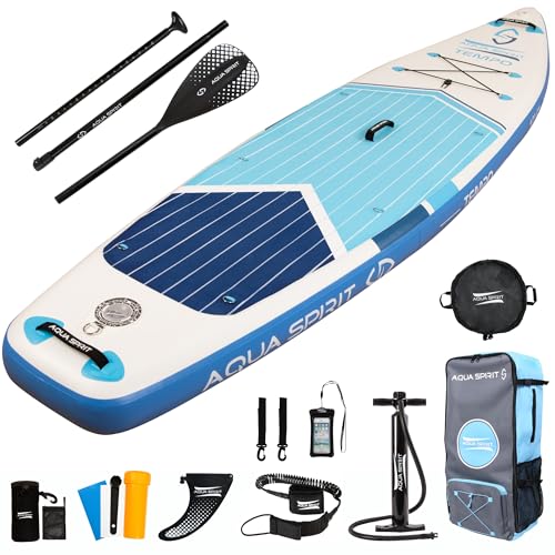 AQUA SPIRIT Inflatable Stand up Paddle Board SUP TEMPO Package...