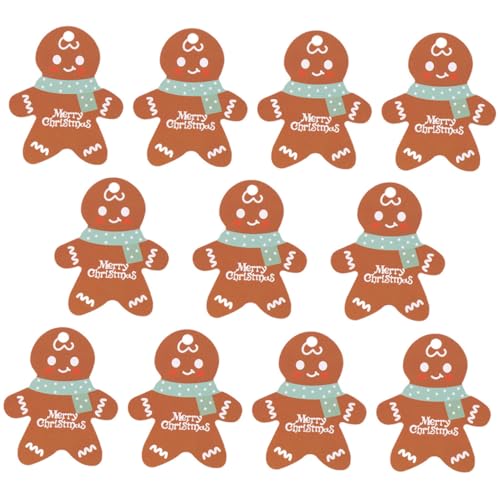 Anneome 100個入りクリスマス吊り下げタグ ジンジャーブレッドマンデザイン バッグ用ネームタグ 手作り用ホール付き装飾タグ パーティーや贈