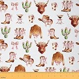 Cowgirl Fabric by The Yard, Western Cowboy Boots Hats...
