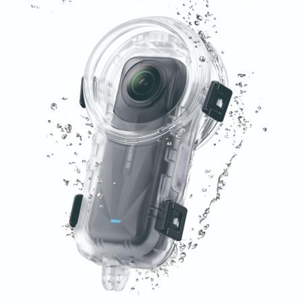 Carcasa protectora subacuática impermeable invisible para cámara Insta360 X5 con hoja antivaho, soporte y bolsillo de colección (base estándar de 1/4)