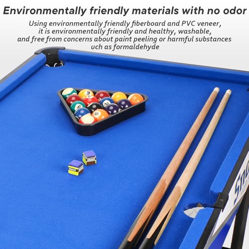 Portable Pool Table, Billiards Tables for Family Game Room Kids Adults, Includes Full Set of Billiard Balls, Cues, Chalk & Brush – Bild 4