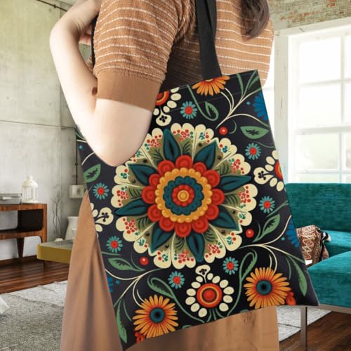 WCGXKO Polish Folk Art Tote Bag Polska Flowers Gift from Poland Babcia Gift (Polish Tote)3