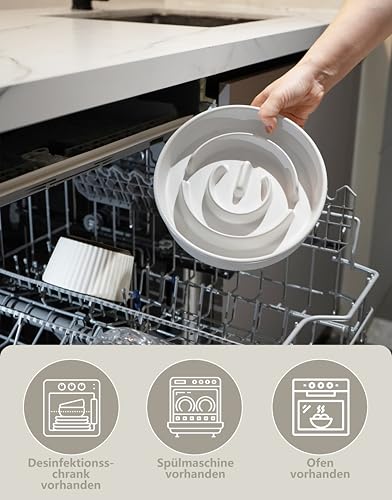 MOPANG Anti Schling Napf für Hunde, Antischlingnapf Keramik, Slow Feeder für Mittelgroße/Große Hunde, Ø 21cm, 1000ml, Elfenbeinweiß