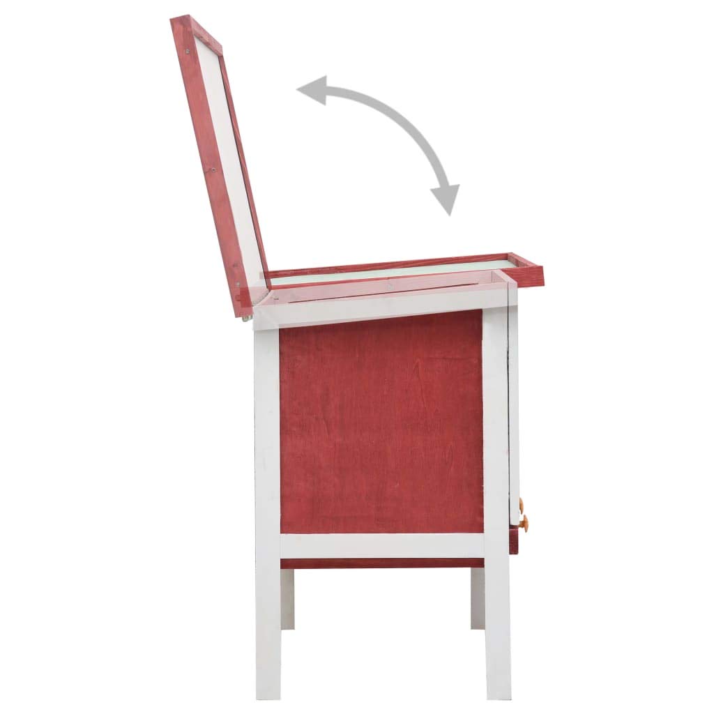 BenkegJaula conejera de 1 Piso Madera Rojo y Blanco 90 x 45 x 65 cm con Bandeja extraíble, Conejera de Exterior Madera, Casa para Conejos