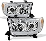 AKKON - For 2007-2013 Toyota Tundra | 2008-2017 Sequoia SMD LED Tube Projector Headlights Replacement Pair Set
