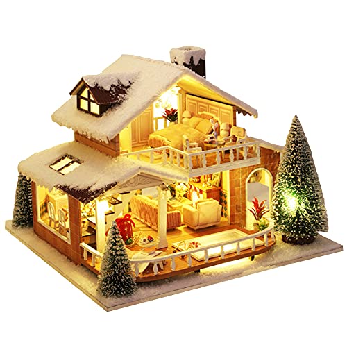 Eis und Schnee Manor 3D Holz Miniatur Puppenhaus Kit Weihnachten Karneval Geschenk DIY Spielzeug Puppenhaus Modell… – Bild 3