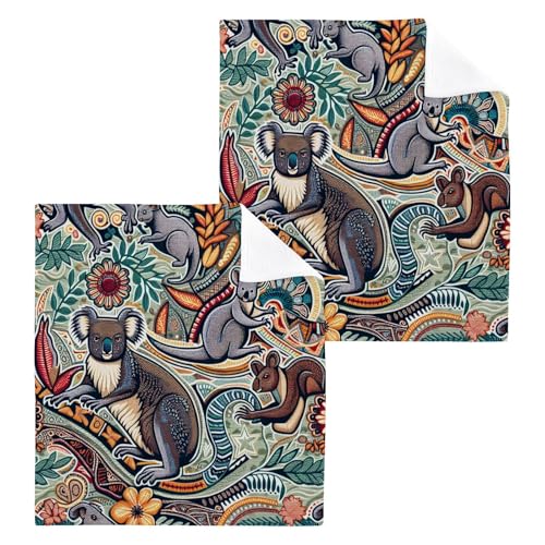 PaChyLuu 2 Pack Retro Cotton Washcloths Highly Absorbent Face Cloth Reusable Body Towels, Gentle for Sensitive Skin, 12 x 12 Inch