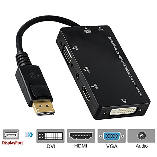Adaptador 4 en 1 DisplayPort macho a DVI HDMI VGA audio hembra miniatura 3