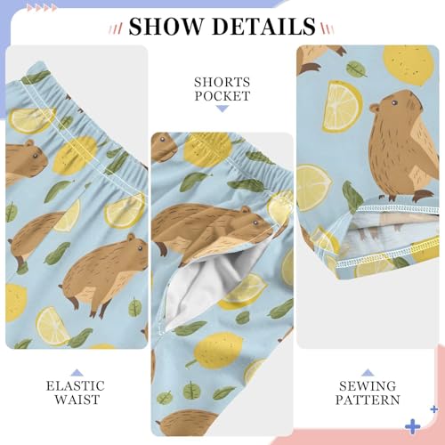 ALAZA Cute Capybara Lemon Fruit Blue Pajama Pants Long Sleep Pant Pajama Bottoms Elastic Waist with Pockets4