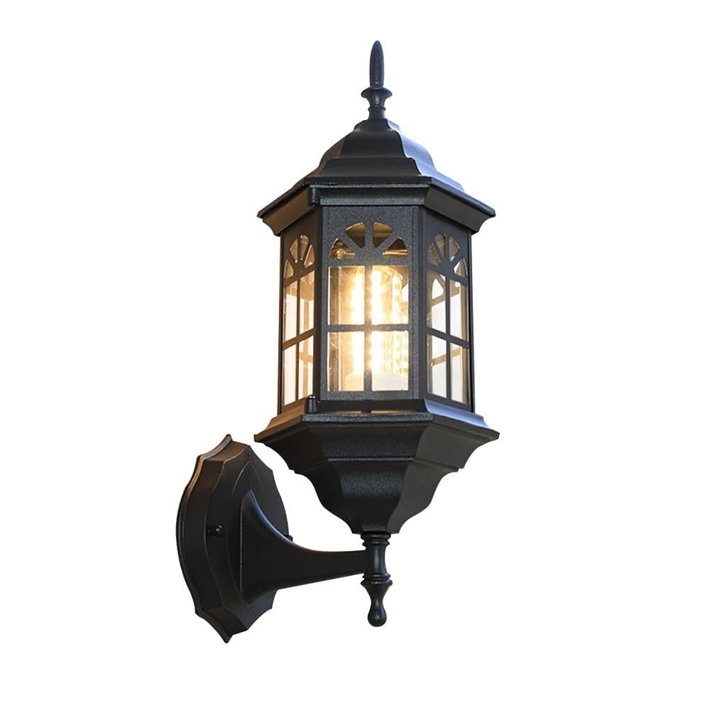 SXECAEPS Outdoor Wall Lamp Exterior Waterproof Lighting Sconce Anti-Rust Lantern with Glass Shade for Garden Villa Courtyard Balcony Foyer Entrance Corridor Porch Patio(Dark,B)