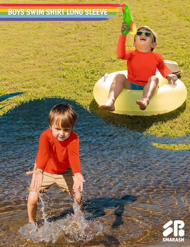 Image of Boys Rash Guard Swim Shirts Long Sleeve UPF 50+ Swimwear Toddler Kids Sun Protection SPF Water Surfing Swimming Shirts 0-16Y