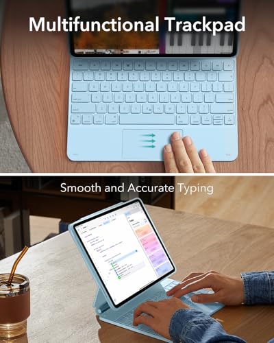 Image of ESR for iPad Air 13 Inch Case Keyboard M4 /M3 /M2 (2026 /2025 /2024), Easy-Set Magnetic Stand, Portrait /Landscape Mode, Removable Case with Multi-Touch Trackpad, Rebound 360 Series, Blue