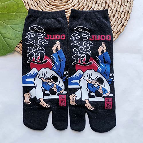Fendawn Strive 4 Pairs Japanese Style Men's Two-toe Socks Cotton Cosplay Socks (Random Pattern)4