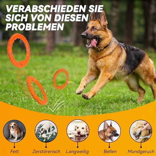 SUNNEKO Hundespielzeug-Ring, Robustes Hundespielzeug, Kauring für Hunde, Hundescheiben zum Werfen und Fangen, schwimmender Trainingsring für Hunde