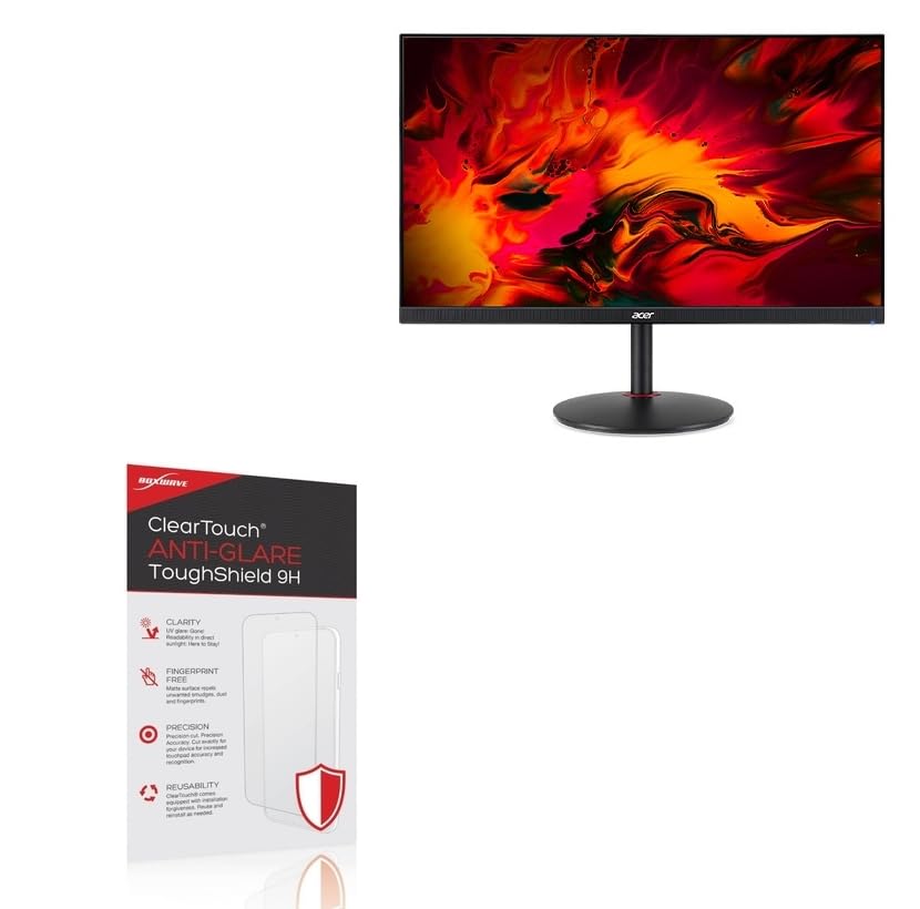 BoxWave Screen Protector Compatible With Acer Nitro XV1 (XV271) - ClearTouch Anti-Glare ToughShield 9H (2-Pack), Anti-Glare 9H Tough Flexible Film Screen Protector