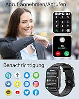 Smartwatch mit Telefonfunktion,Smartwatch für Damen Herren 1.85'' HD Screen – Ansicht 3