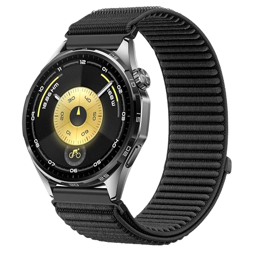 One Click 22mm Watch Band Compatible with Huawei Watch GT 6/GT5/GT4/GT3/GT2 46mm Strap Quick Release 22mm for Forerunner 265/255/Venu 4 45mm/Venu 3/Venu 2 /Vivoactive 4,Bip 6 Nylon Bands (Black)