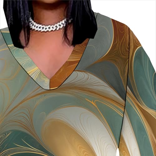 Image of Womens African Dresses Sexy Casual T-Shirt Dresses Long Sleeve Oversized Baggy Summer Sundress