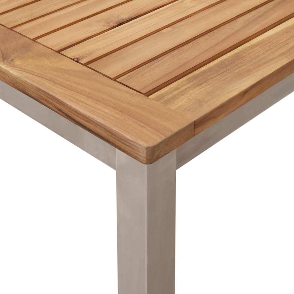 Moderno juego de comida al aire libre de 5 piezas, marrón, con marco de acero y tablas de madera, equipado con cojines con cremallera y reposabrazos ergonómicos, perfecto