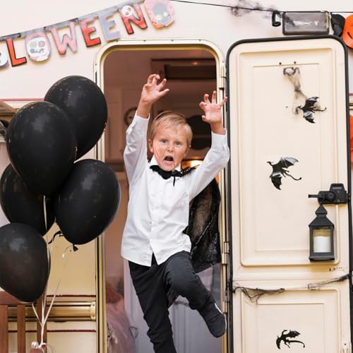 Image of Black Balloons Party Decorations 30 Pack 18 inch Round Halloween Latex Balloons for Black Themed Wedding Graduation Anniversary Birthday Party Backdrop Decorations