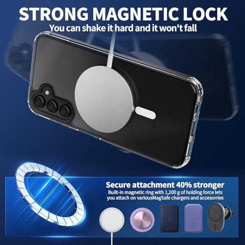 Image of DIZORO Magnetic for Samsung A55 5G Case Clear [Compatible with MagSafe][Anti-Yellowing][Built-in 4 Airbags][Military Grade Protection][Shockproof ] Samsung A55 5g Phone Back Cover (Clear)