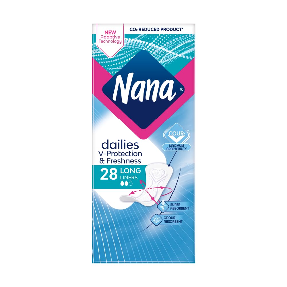 Nana Daily Long Panty Liners, Super Absorbent, Scent Free, Gentle on the skin - 28 Liners