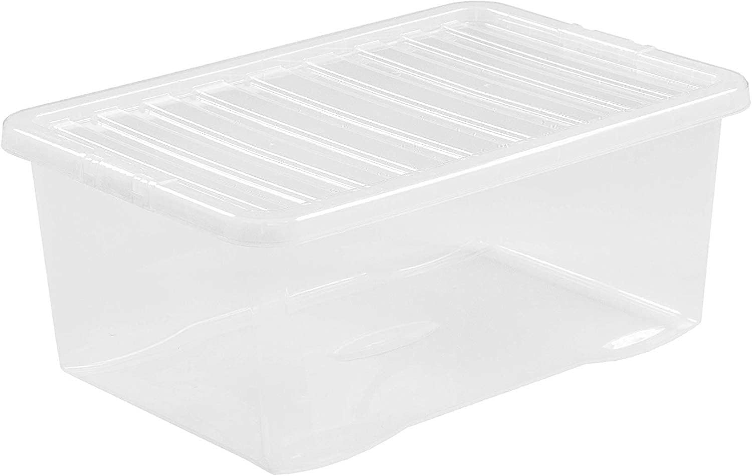 Wham 45-Liter-Speicher klare Kunststoff-Aufbewahrungsboxen mit Deckeln f�r Zuhause und B�ro, stapelbar und nestbar, Set aus 5 gro�en Aufbewahrungsboxen mit Deckeln, 60 x 40 x 25 cm