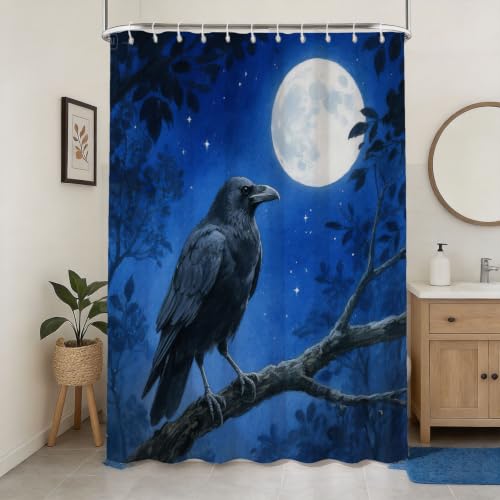 Rideau de douche corbeau 200x200 cm en tissu polyester imperméable - 2