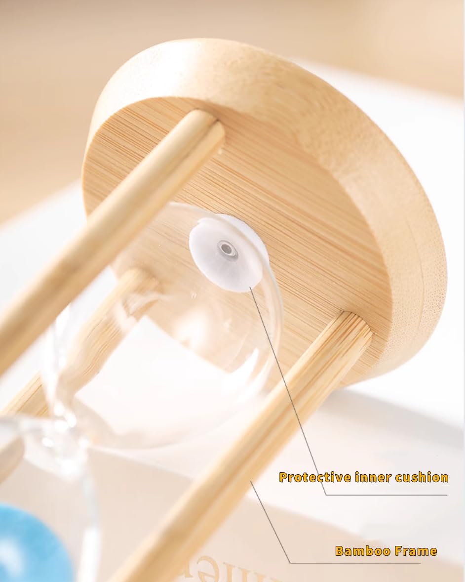 Mini Wooden Sand Timers,100% Bamboo Hourglass Sand Timers 5Min Sandglass Timer for Toothbrush Timer Games Classroom Home Office Cooking(Blue+5Min)