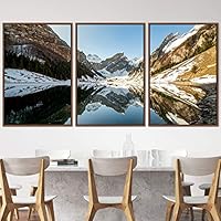 3 Piece Framed Canvas Wall Art Winter Lake Canvas Prints Home Artwork Decoration for Living Room,Bedroom - 16