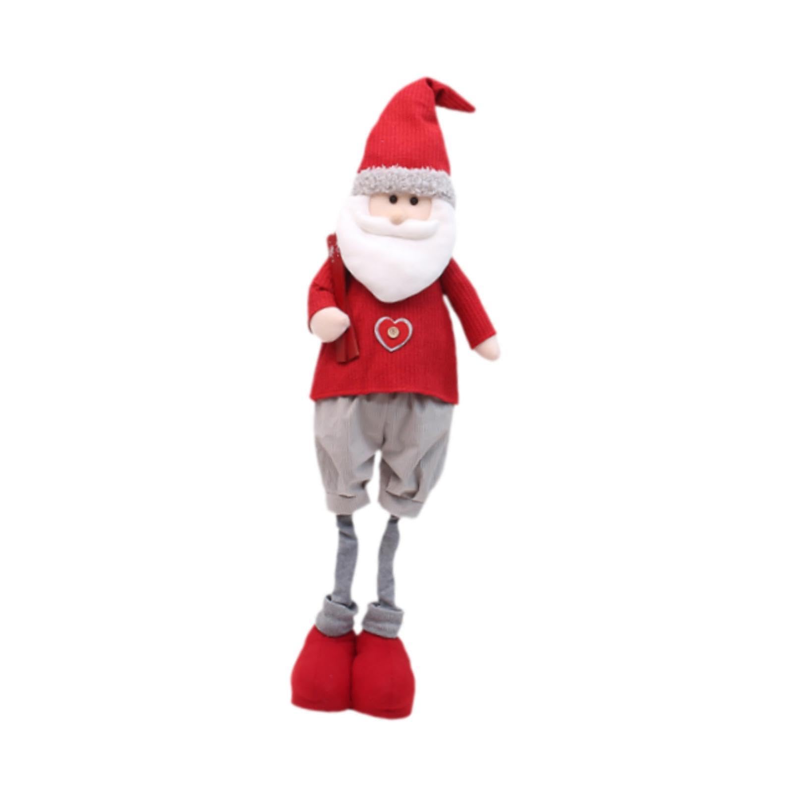 Figura Navideña, Figura de Peluche Retráctil, Adorno Navideño de Colección, Muñeco de Pie Navideño para Mesa de Granja, Papá Noel