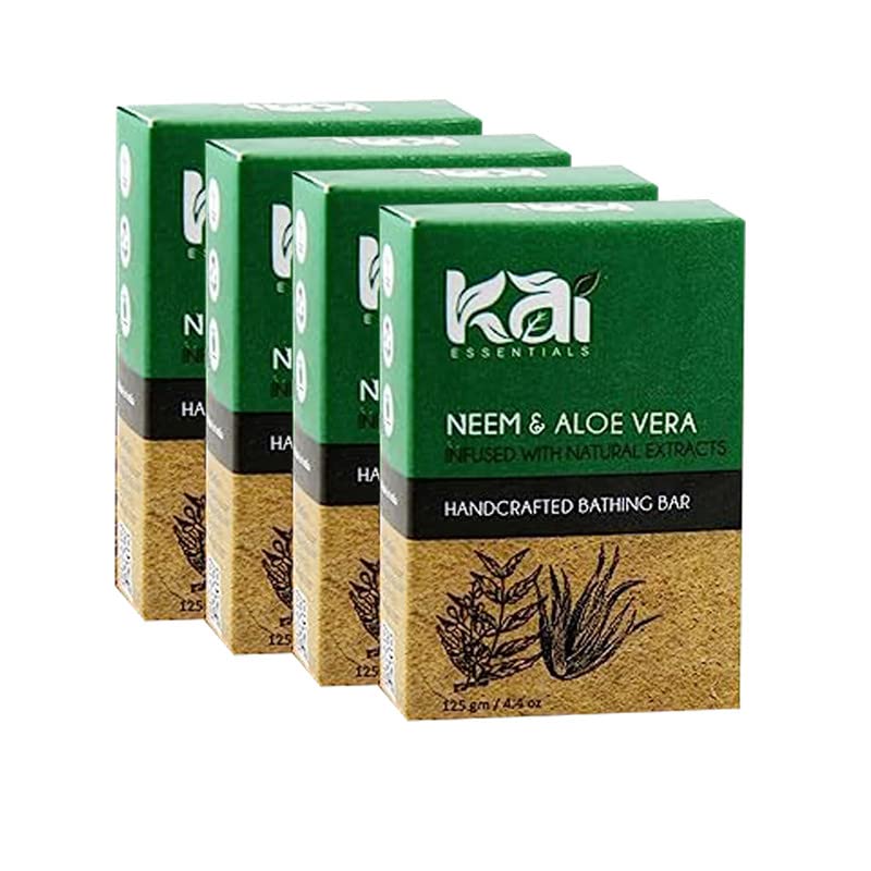 Neem & Aloevera Handmade Soap | Bathing Bar Enriched with Shea Butter & Essential Oils, 125g | Pack Of 4 |-picture-12