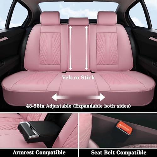 Image of Coverado Car Seat Covers Full Set, Automotive Front and Rear Seat Covers with Backrest, Nappa Leather Car Seat Protectors Waterproof, Universal for Most Vehicles