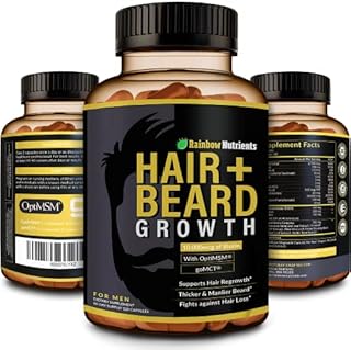 Hair + Beard Growth Vitamins for Men | Biotin 10,000mcg, Patented OptiMSM®, goMCT®, Saw Palmetto, Collagen | 60 Day Supply | Naturally Regrow Stronger, Thicker, Healthier Hair & Stops Hair Loss