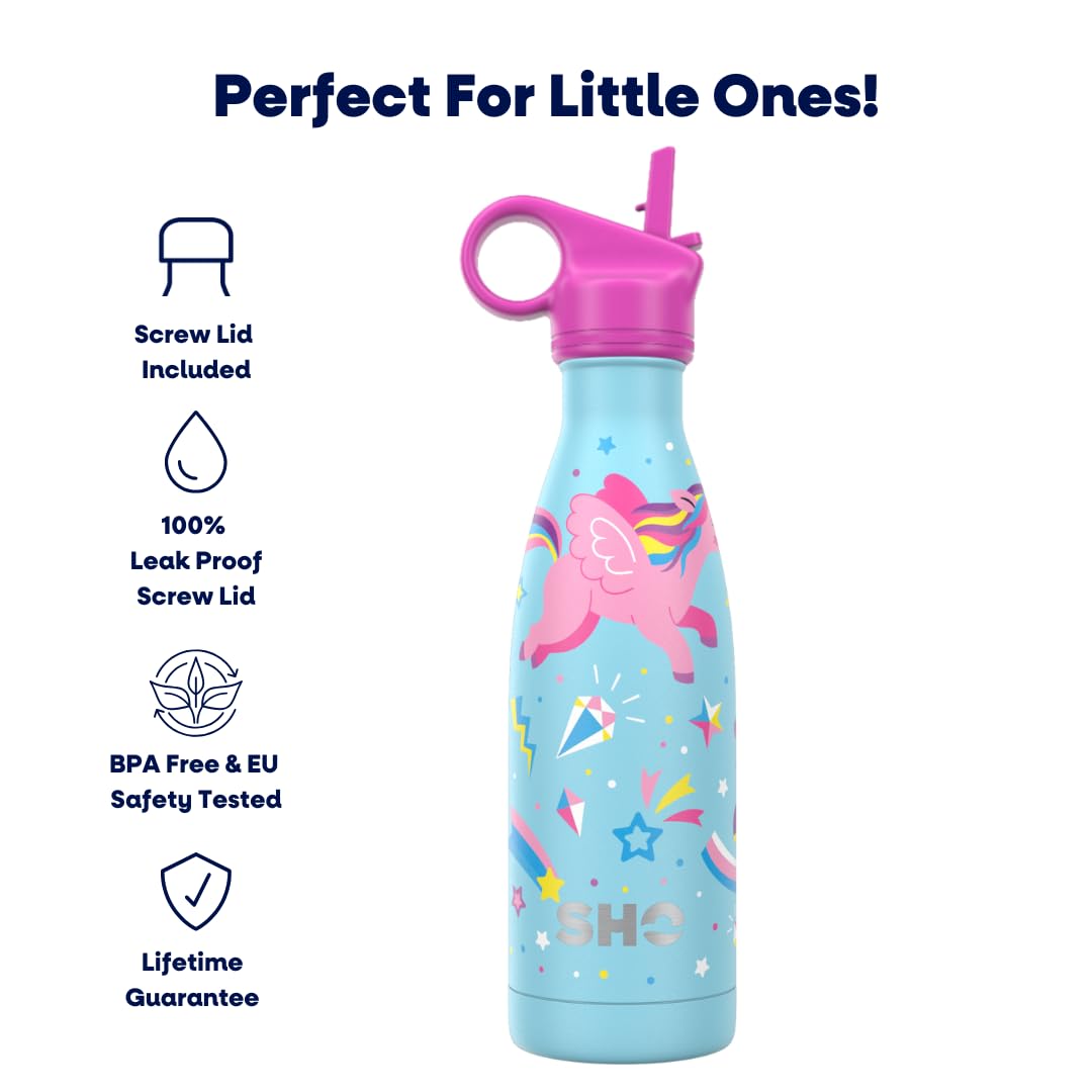 SHO Kids Bottle, Ultimate Insulated, Double Walled Stainless Steel Vacuum Flask & Water Bottle, 12 Hours Hot & 24 Hours Cold - Image 2