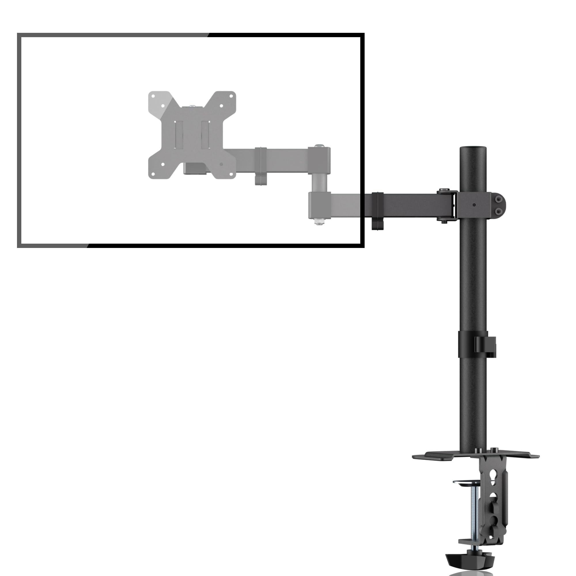Monitor Mount Single Fully Adjustable Arm Fits One Screen 13-32 inch 22lbs for Monitor Computer Screen 13 15 17 19 20 22 23 24 26 27 30 32 inch VESA 75 100 (MD7421)
