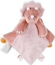 NOUKIE'S - Doudou Enfant - Doudou en Veloudoux - Popsie La Tricératops - Multifonctionnel - Rose - 1 Unité