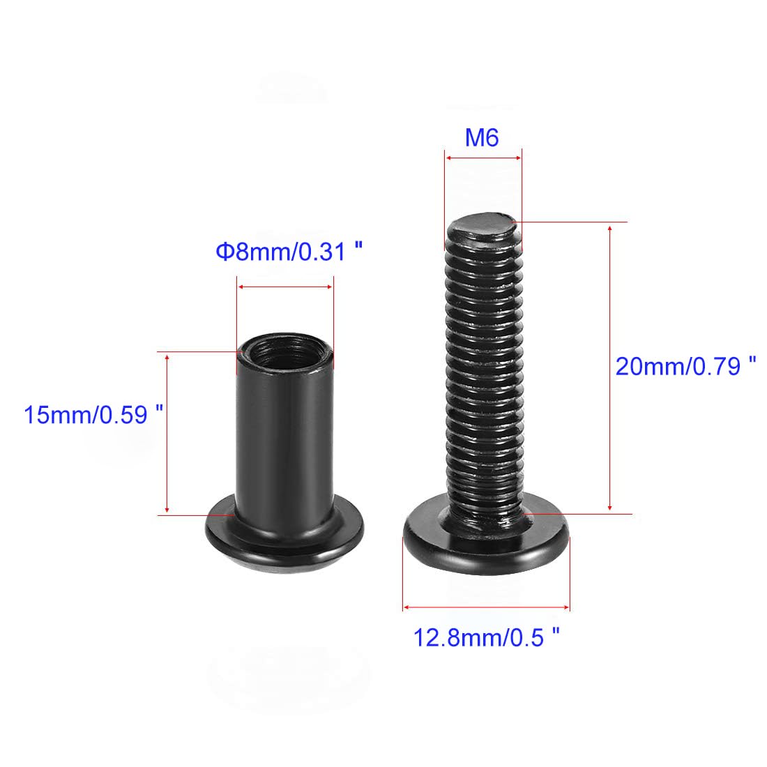 MACHSWON 10 Set Male M6x20 Chicago Screws for 5/16"(8mm) Hole Dia - Image 2
