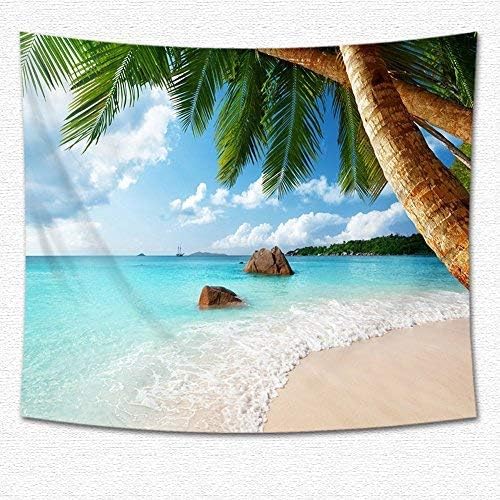 Wall Hanging Tapestry Sunset Ocean Beach Tapestry Coconut Tree Seascape Tapestry Sea Landscape Wall Tapestry for Bedroom Wall Art (80" x 60", Color #7)