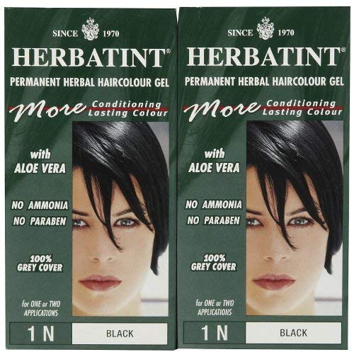 Miniatura 2 de Herbatint Gel permanente de tinte para el cabello, negro, 1N, paquete de 2