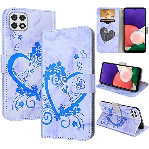 CASAFUNY Funda para Samsung Galaxy A22 5G, Carcasa Protectora Libro de Cuero con Tapa y Cartera Cierre Magnético Flip Folio Carcasa Función de Soporte para Samsung Galaxy A22 5G, Azul