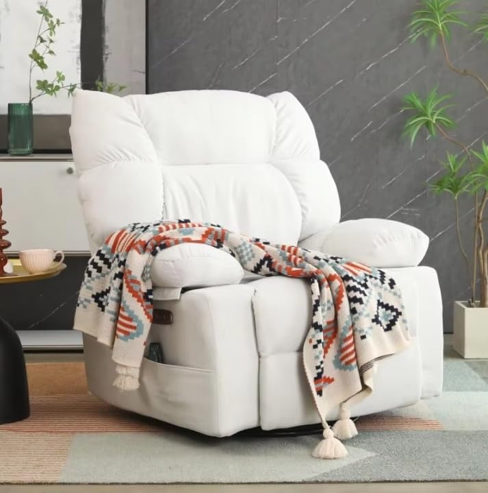 Sillón reclinable eléctrico blanco chenille