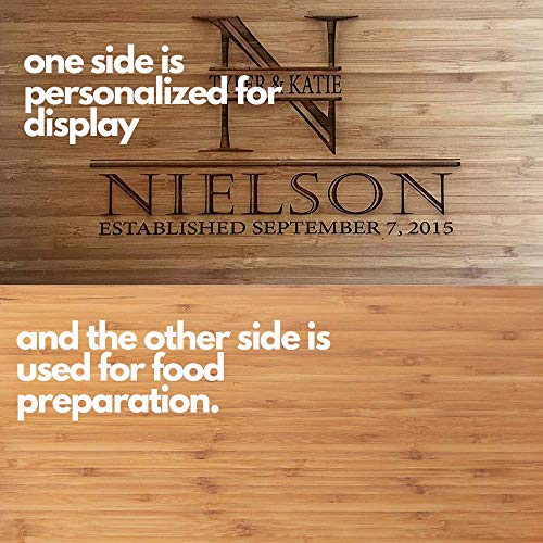 Personalized Gifts Couples Cutting Board (Harrison Design) - Wood Cutting Board for Bridal Shower, Housewarming, Wedding Gift (6 x 8 Two Tone Bamboo with Curved Edges) | Mothers Day Gift for Mom