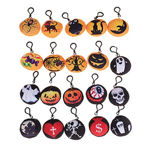 Preisvergleich Produktbild NUOBESTY Halloween Schlüsselbund Mini Plüsch Kissen langlebig lustige Element Vocal Schlüsselbund Brieftasche Zubehör LED beleuchtet Schlüsselring für Handtasche Autos - 20 Stück zufällige Art