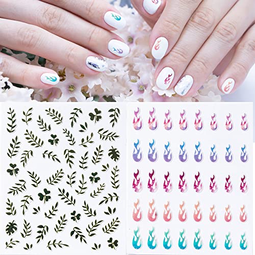 Nail Stickers For Younger Girls (20 Sheets) And 1 Nail Art Tweezers, Flowers Leaf Fruits Flamingo Animals Graffiti Self-Adhesive Designer Nail Polish Stickers Decals For Younger Girls Nail Salon/Home #TOP1
