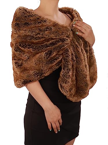 Octwine Faux Fur Shawls Wraps Wedding Bridal Fur Scarfs Warm Fur Stoles Cover Up Fashion Winter Shawls for Women4